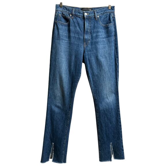 Veronica Beard Blue Denim Keane Raw Long Straight Leg Split Hem High Rise Size30 - Picture 5 of 12
